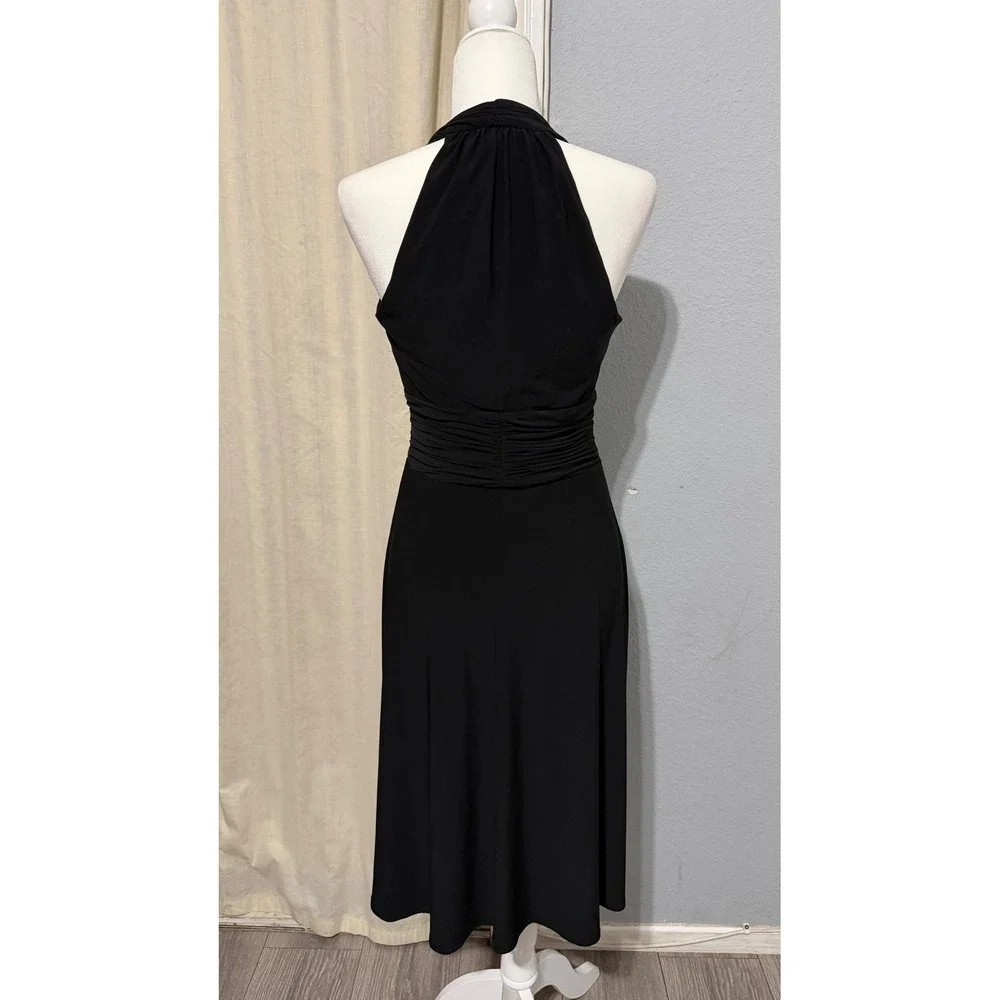 Jones Wear Babydoll Dress Size 8 Black Halter Midi Ruched Waist Marilyn Monroee